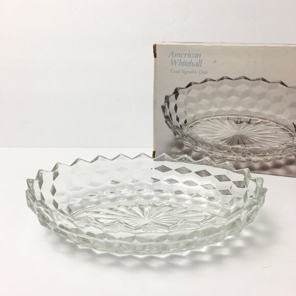 Oval Crystal Glass Vegetable Dish Bowl - Picture 1 of 11